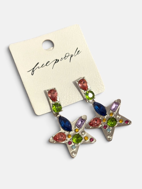 Free People Jewelry - NWT Free People Nancy Ann Star multi Gem stone Silver Earrings